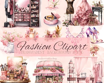 Aquarell Fashion Clipart, Pink Illustrationen, (digitaler Download)