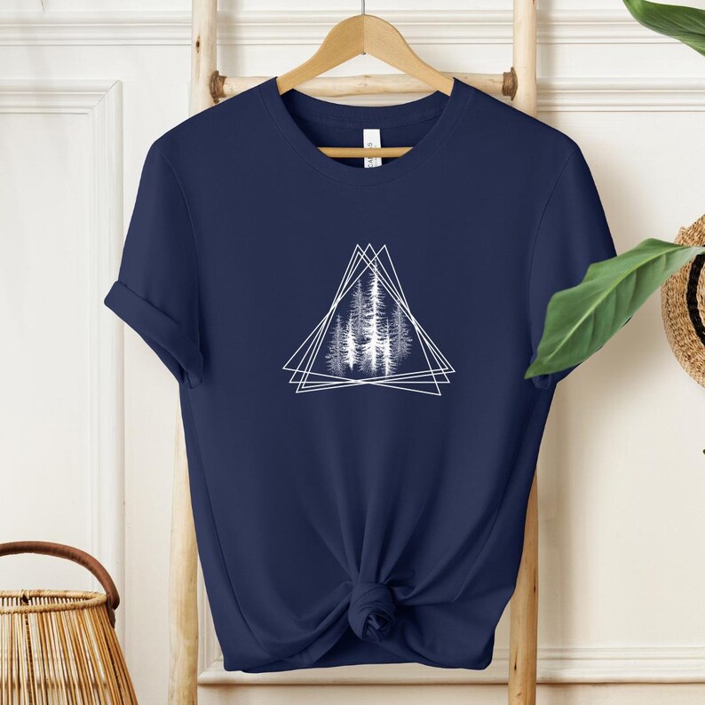 Triangle and Pines Shirt, Mens Graphic Tees, Nature Shirt, Woods Shirt