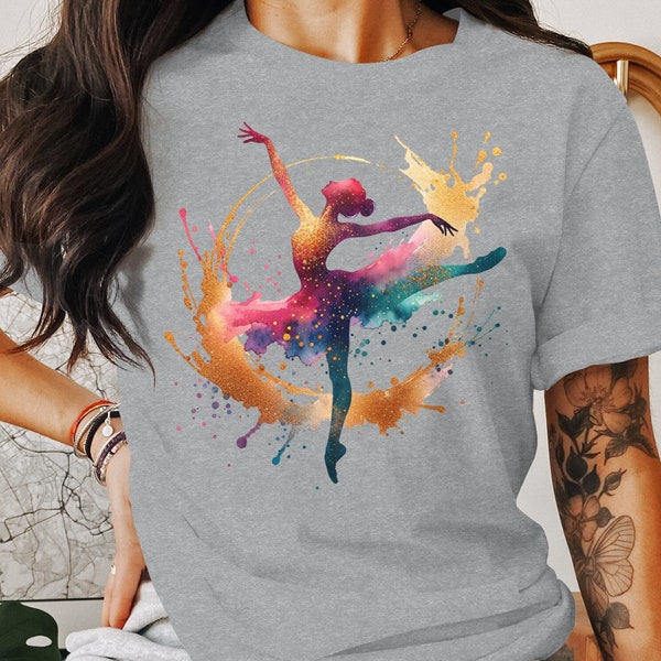 Ballet Dancer Digital Art, Watercolor Dance PNG, Ballet Gift, Gold and Pink Dancer, Dance Mom, Dance Team, Dance Squad, Dance Coach