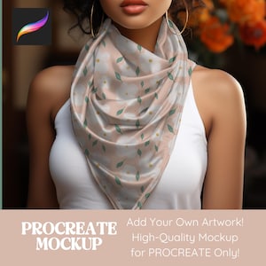 Procreate Mockup Scarf Seamless Pattern Design Mockup, Mock Up Artwork Digital Paper Women's Clothing Procreate Template Mockup