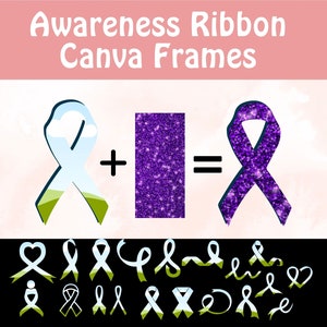 Ramki Canva, Ramka świadomości wstążki, Świadomość raka piersi, Clipart świadomości autyzmu, Alzheimers, Świadomość cukrzycy, Szablon Canva