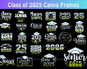 Class of 2025 canvaslijsten, bewerkbare sjablooncanva, senior C/O 25, ontwerp met slepen-en-neerzetten voor middelbare school, hogeschool, kleuterschool