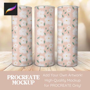 Tumbler Procreate Mockup, Seamless Pattern Mockup for Procreate, Mock Up Procreate 20 oz Tumbler Mockup Design Digital Repeat Pattern