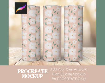 Tumbler Procreate Mockup, Seamless Pattern Mockup for Procreate, Mock Up Procreate 20 oz Tumbler Mockup Design Digital Repeat Pattern