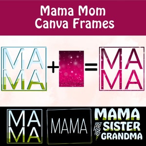 Canva Frames Mamá Plantilla editable Sublimación Camisa del Día de la Madre, Mamá SVG y Mamá PNG, Diseño de cumpleaños de mamá personalizable Arrastrar y soltar