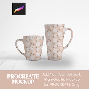 Mug Procreate Mockup, Seamless Pattern Mockup for Procreate, Mock Up Procreate Coffee Mug Mockup Design Digital Repeat Pattern