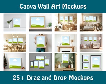 Canva-mockups met muurkunst slepen en neerzetten voor commercieel gebruik, mock-up fotolijst, mock-up muurlijst voor digitale downloads, png PNGEgg