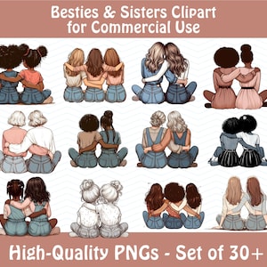 Zusters Clipart Bundel Besties Beste Vrienden PNG Bruidsdouche en Bruidsfeest, Bachelorette PNG Digitale Download voor Bride Squad