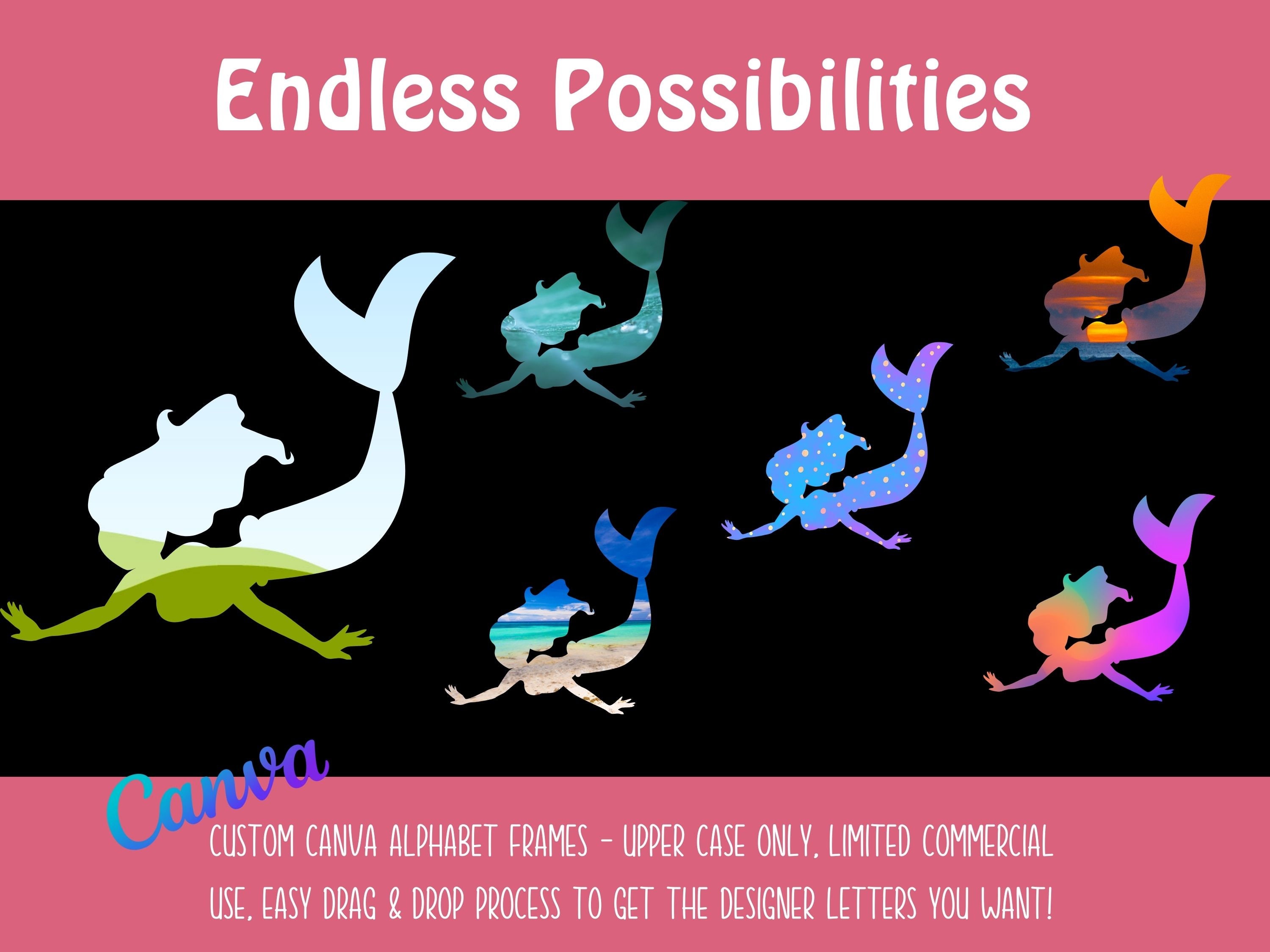 Canva Frames Mermaid Party Editable Template Sublimation Mermaid ...
