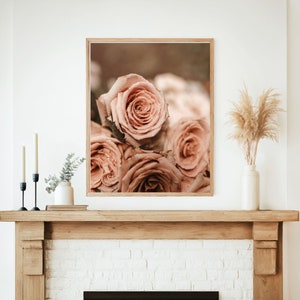 Puede incluir: Una fotograf&iacute;a de cerca de un ramo de rosas de color rosa claro. Las rosas est&aacute;n enfocadas, mientras que el fondo est&aacute; desenfocado.