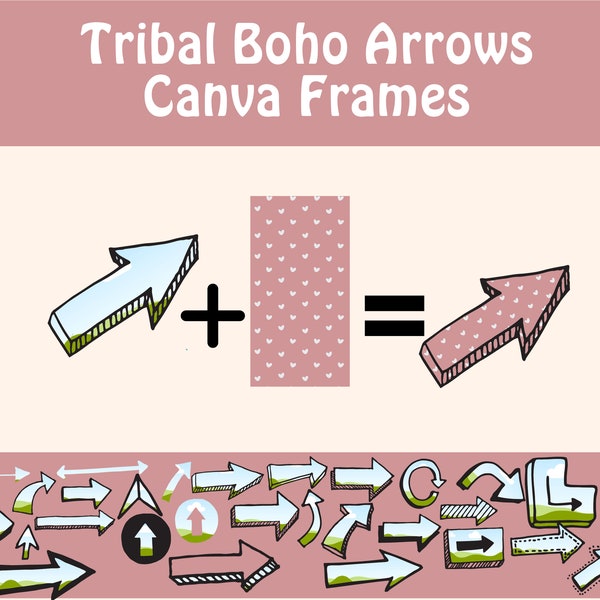 Arrows Canva Frames for Commercial Use DIY Shirts Designs, Editable Canva Template Drag and Drop Boho Tribal Arrows, Arrow Clipart PNG