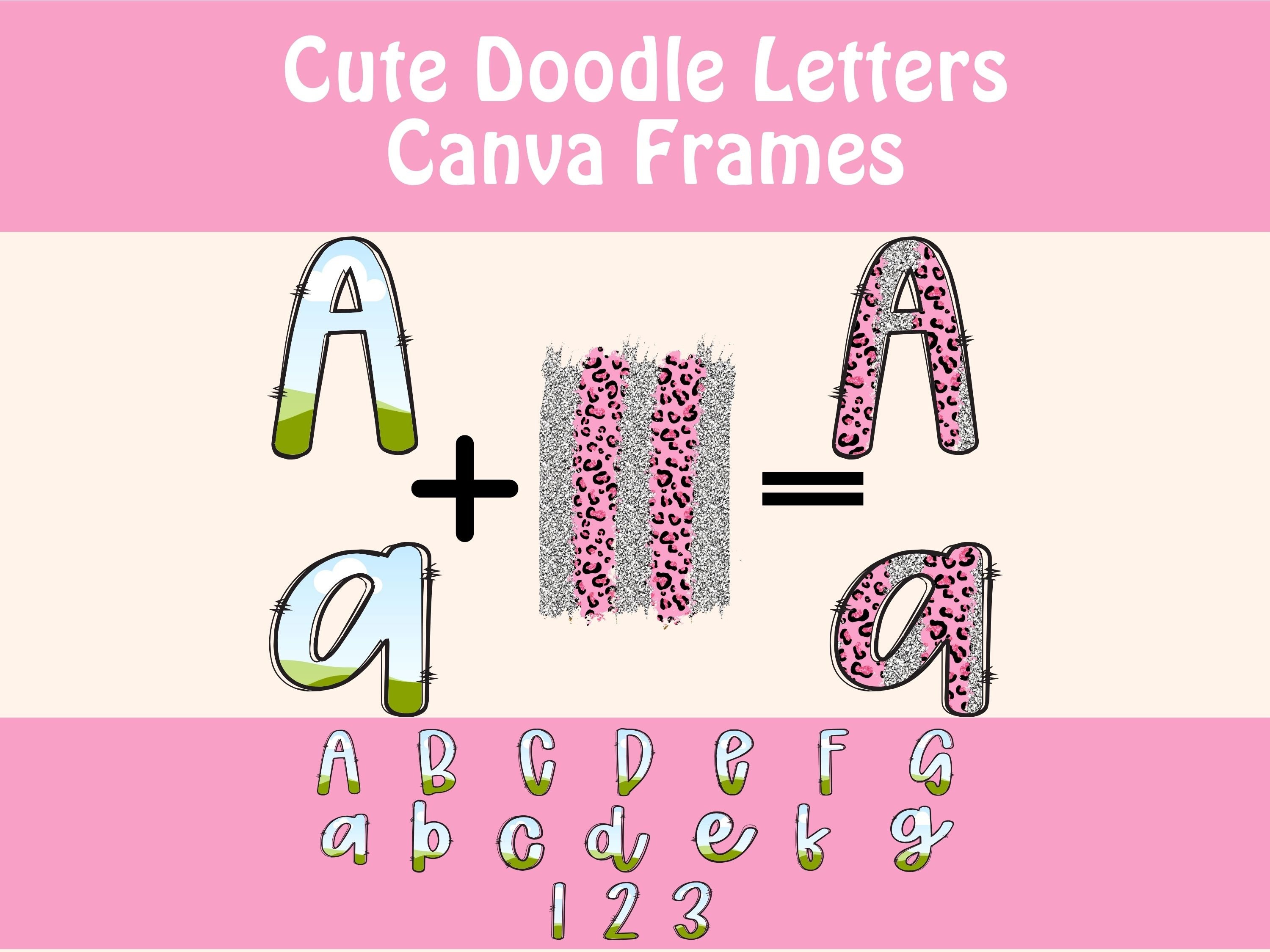 Canva Letter Frames, Fillable Doodle Letters, (2438377)