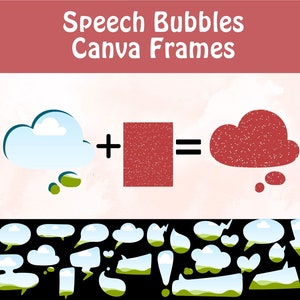 Canva Frames Speech Bubbles Superhero Comic PNG Affirmations Thought Bubbles Editable Template Drag and Drop Design Designers Commercial Use