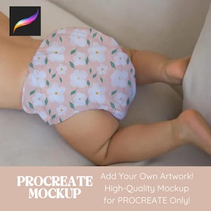 Procreate Mockup Diaper Seamless Pattern Design Mockup, Mock Up per opere d'arte e carta digitale Vestiti per bambini Mockup per bambini piccoli Modello Procreate