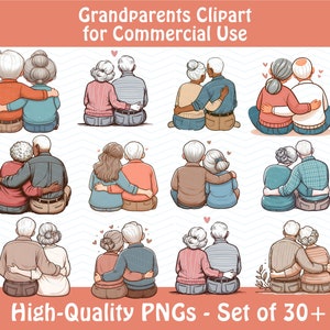 Grootouders clipart bundel oma en opa verliefd op Valentijnsdag PNG gelofte vernieuwing en jubileum cadeau commercieel gebruik digitale PNG
