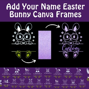 Easter Bunny Monogram Canva Frames, Personalized Easter Rabbit, Add Your Name Easter, Matching Family Easter Shirt, Customized Easter Design