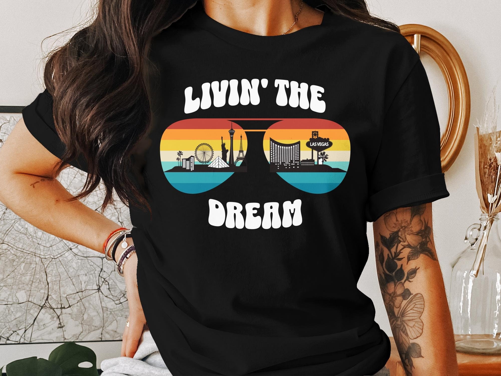 Las Vegas Vacation Clipart Family Trip Vegas PNG Livin' the Dream Retro Sunglasses Aviator Clip Art Design for DIY Group Vacation Shirts