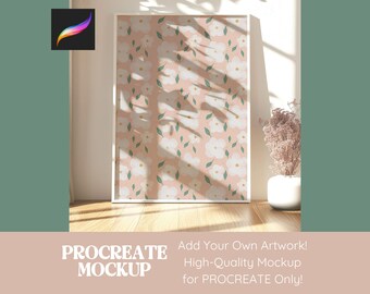 Procreate Mockup Wall Art Mockup Seamless Pattern Design, Mock Ups for Artwork and Digital Paper Realistic Poster Mockup Procreate Template