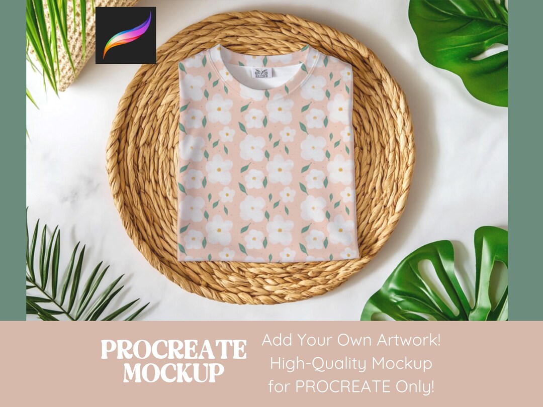 Procreate Mockup Folded Shirt Seamless Pattern Design Mockup, Mock up ...