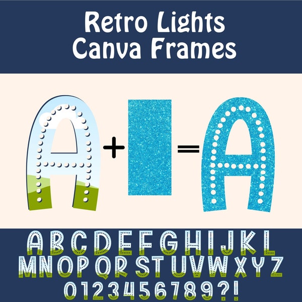 Retro Letters Canva Frames, Retro Alphabet, Dotted Letters, Custom Canva Alphabet Frames for Commercial Use Digital Download Tumbler Shirt