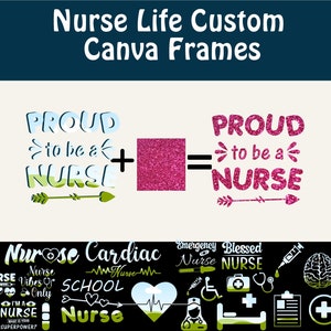 Pflege-Canva-Rahmen, Krankenschwester-Leben PNG ziehen und ablegen Sublimation füllen Sie Ihre eigenen Krankenschwester-Shirt-Design Kommerzielle Nutzung Onkologie Pädiatrische Registered