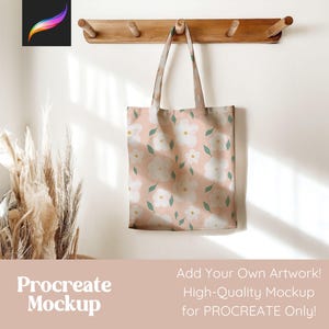 Procreate Mockup Tote Bag Seamless Pattern Design Mockup, Mock Up for Artwork and Digital Paper Tote Bag Mockup Procreate Template Purse