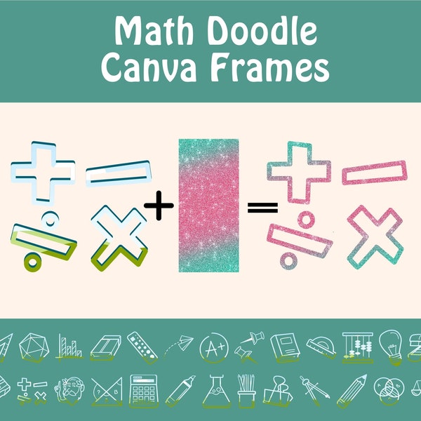 Math Canva Frames Mathematics Doodle for Teachers, Funny Math Designs, Teacher Shirt PNG, Math SVG Drag and Drop Commercial Use Canva Frames