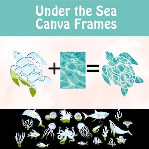 Canva Frames Under the Sea Editable Template Sublimation Ocean Animal ...