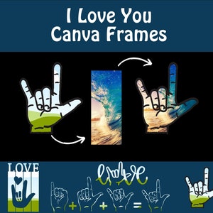 Kocham Cię Canva Frames, Amerykański Język Migowy, Szablon ASL, Przeciągnij i Upuść Projekt, Koszulki Rodzinne, Miłość PNG, Symbol Miłości ASL