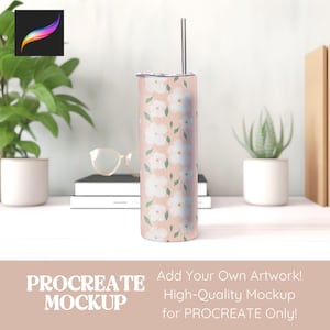 Tumbler Procreate Mockup, Seamless Pattern Mockup for Procreate, Mock Up Procreate 20 oz Tumbler Mockup Design Digital Repeat Pattern