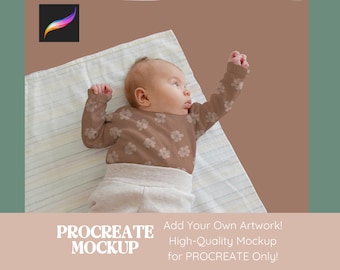 Peut inclure: Un bébé portant un body à manches longues marron avec un motif floral blanc, allongé sur une couverture rayée blanche et marron.