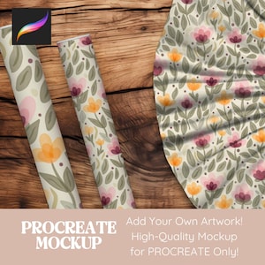 Fabric Rolls Procreate Mockup, Seamless Pattern Mockup for Procreate, Mock Up Procreate Add Your Own Background, Wrapping Paper Mockup