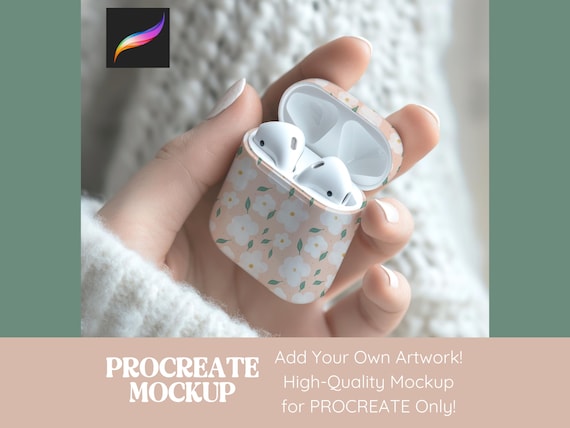 Procreate Mockup Airpods Case Mockup Seamless Pattern Design, Mock Ups for Artwork and Digital Paper Earbud Case Procreate Template