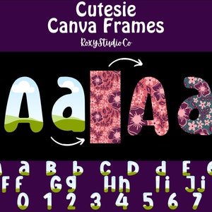 Canva Frames Alphabet Letters, Drag and Drop Letters, Alphabet Canva Template, Cute Font for Canva, Fill Your Own Doodle Letters PNG