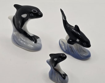 ミニチュア オルカ シャチ 海の動物フィギュア ドールハウス 妖精の庭