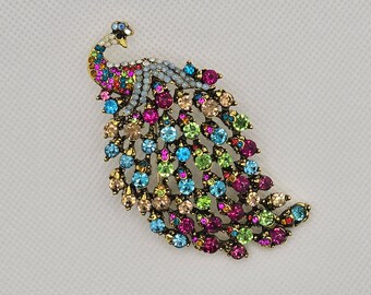 Beautiful Multicolored Peacock Brooch