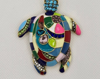 Multicolored Turtle Brooch