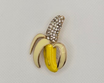 Banana Brooch with Rhinestones