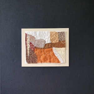 Landscape Textile Art Abstract Canyon Hand Embroidered Fabric Collage