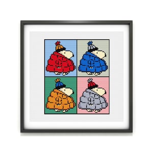 Snoopy Rocking a Puffer Cross Stitch Pattern PDF
