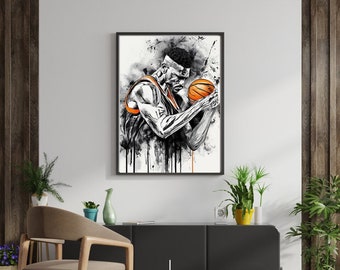 Basketball wall art, basketball player, sports art, basketball, printable art, digital download, room decor