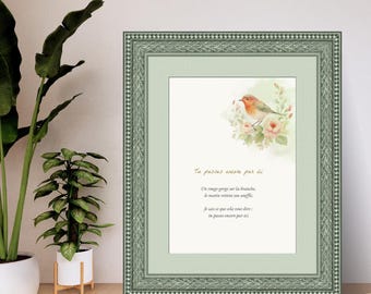 Printable robin sympathy poster, watercolor poem, condolence gift, 11 formats, PDF, instant download