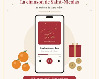 Personalized Saint Nicholas song with story and your child's name MP3 gift December 6th, original song in French