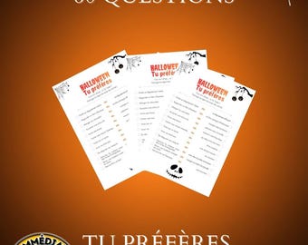 Would You Rather Halloween Game PDF | 60 Printable Questions | Family, Teen, and Adult Party Game | Instant Download