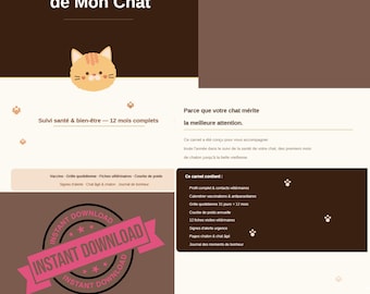 Printable Cat Health Record | 12-Month Veterinary Tracking | Daily Log | A4 PDF | Instant Download