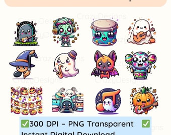 60 Halloween Music Cliparts Cute Kawaii  PNG