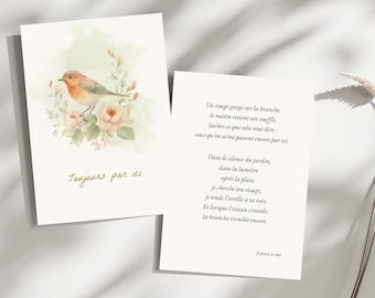 Condolence Card - Consolation - Mourning "Always Here" - Original Watercolor Poem - Printable PDF - Instant Download