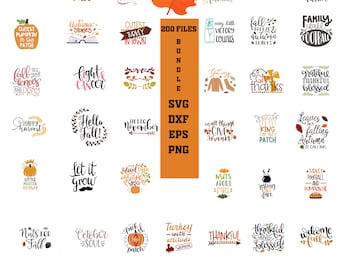 Fall Mega Bundle 200 Files format PNG, DXF, Svg, Eps Fall and Thanksgiving