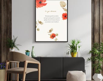 Printable poppy sympathy poster, watercolor poem, condolence gift, 11 formats, PDF, instant download
