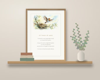 Poster poem "Child's Departure," "The Light in the Hallway," watercolor, Gift for parent or student, instant download, Ready to print